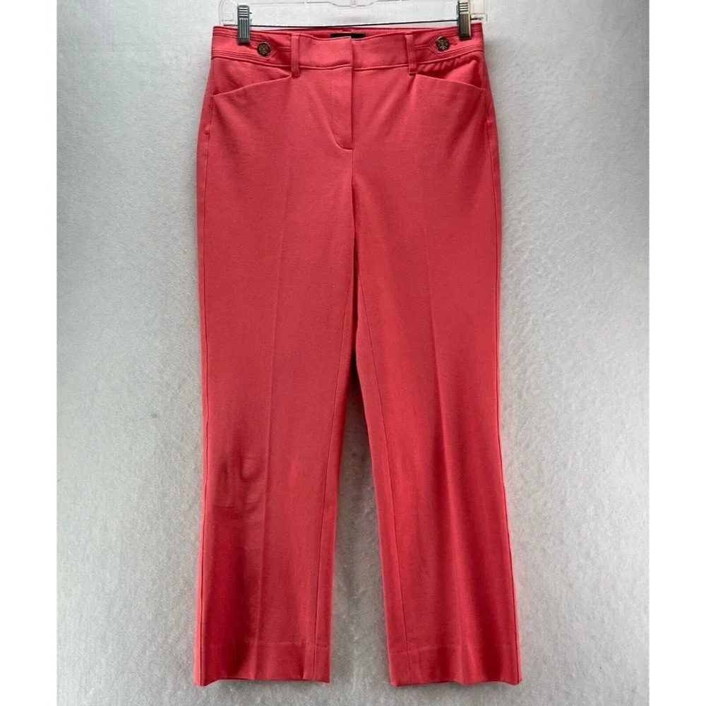 White House Black Market Pants Womens 00 Slim Crop Straight Trouser Twill Orange